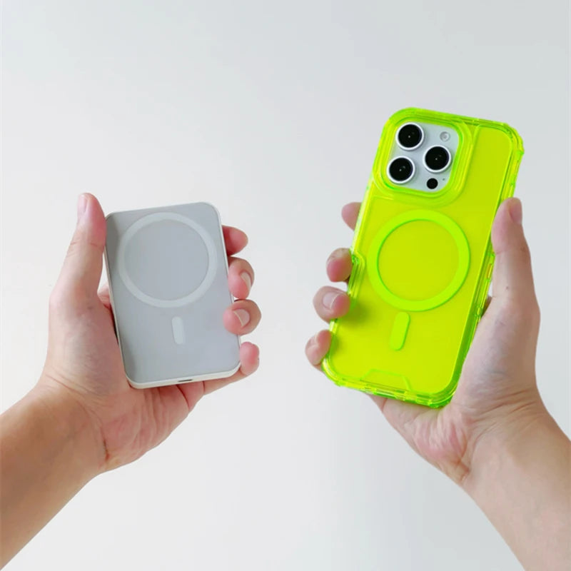 Coque iPhone MagSafe Transparente — Contour Néon Antichoc