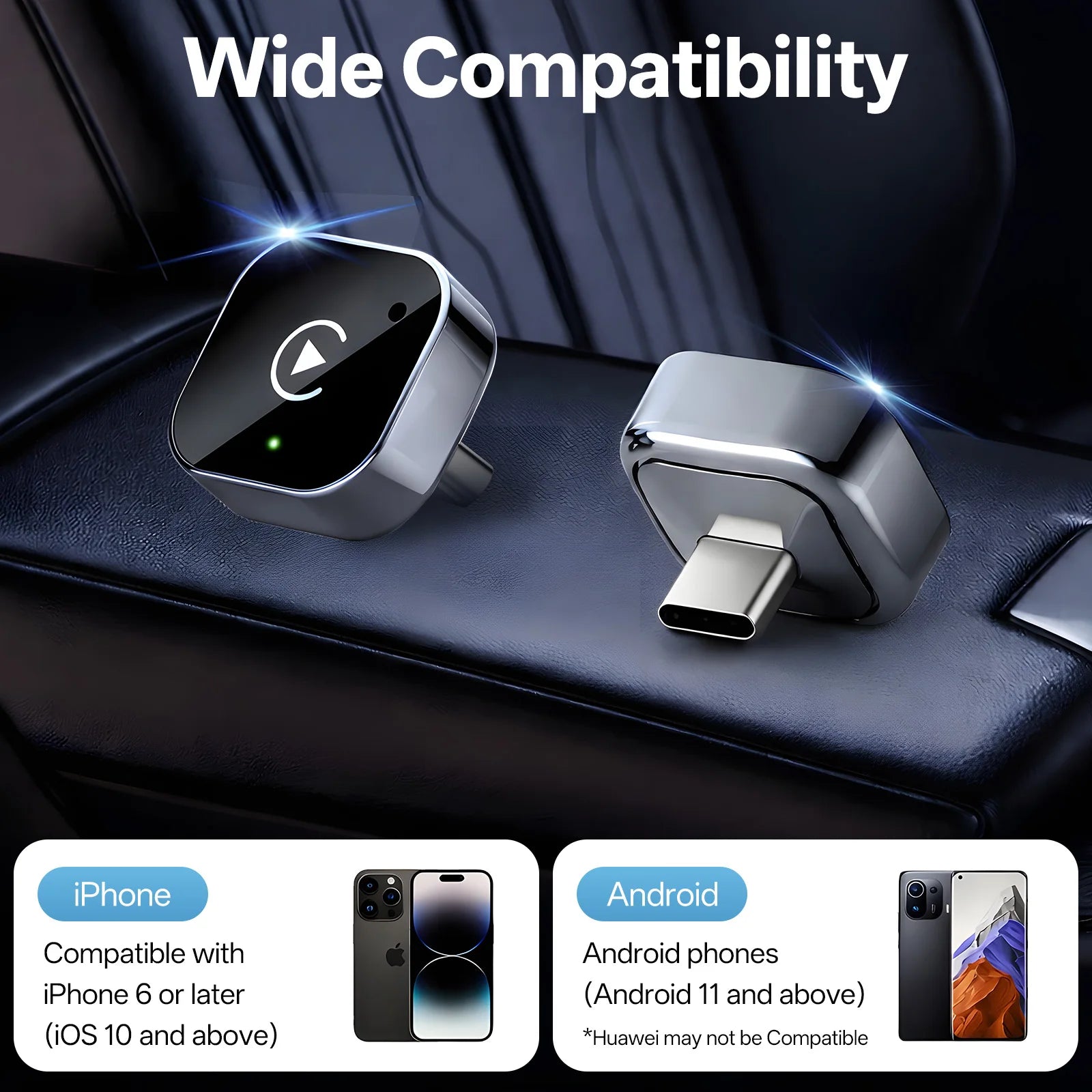 Adaptateur CarPlay et Android Auto Sans Fil - Plug and Play