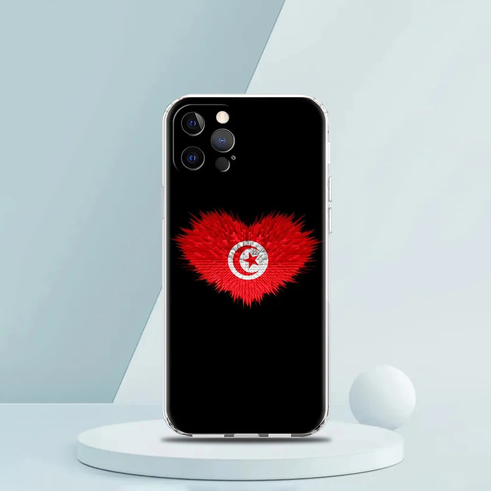 Coque iPhone Drapeau Tunisie — Transparente et Antichoc