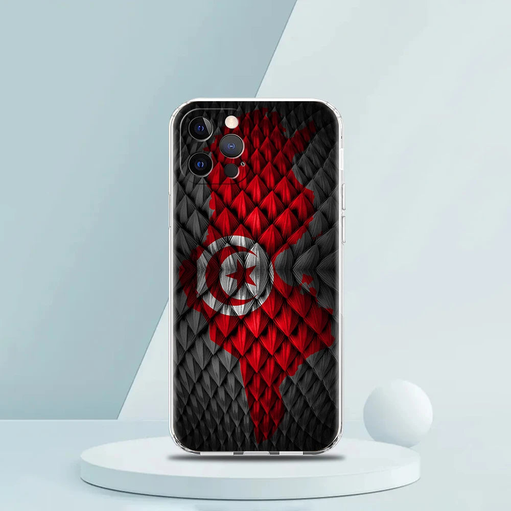 Coque iPhone Drapeau Tunisie — Transparente et Antichoc