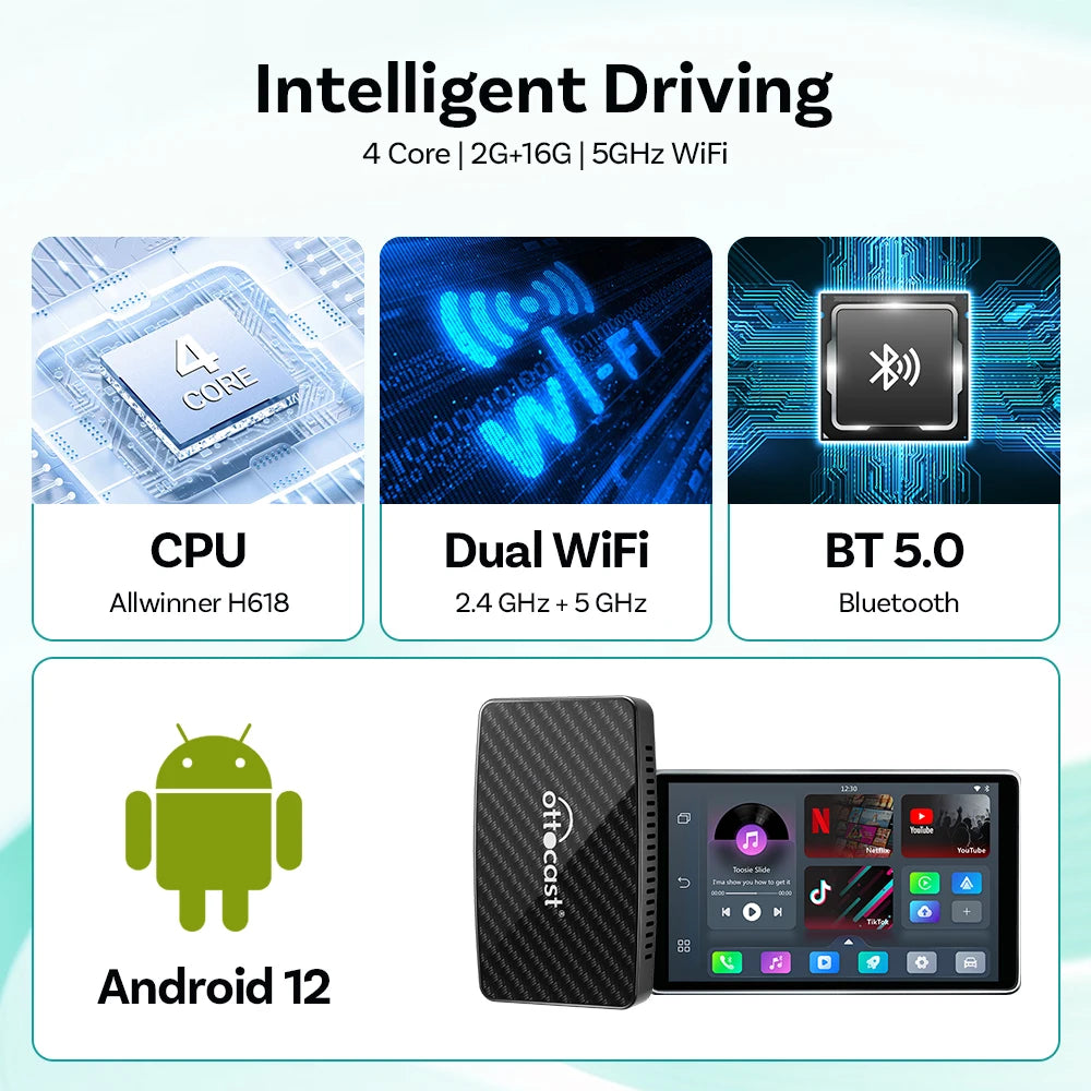 Boîtier OTTOCAST Play2 Video Pro - CarPlay, Android Auto et Applications Vidéo