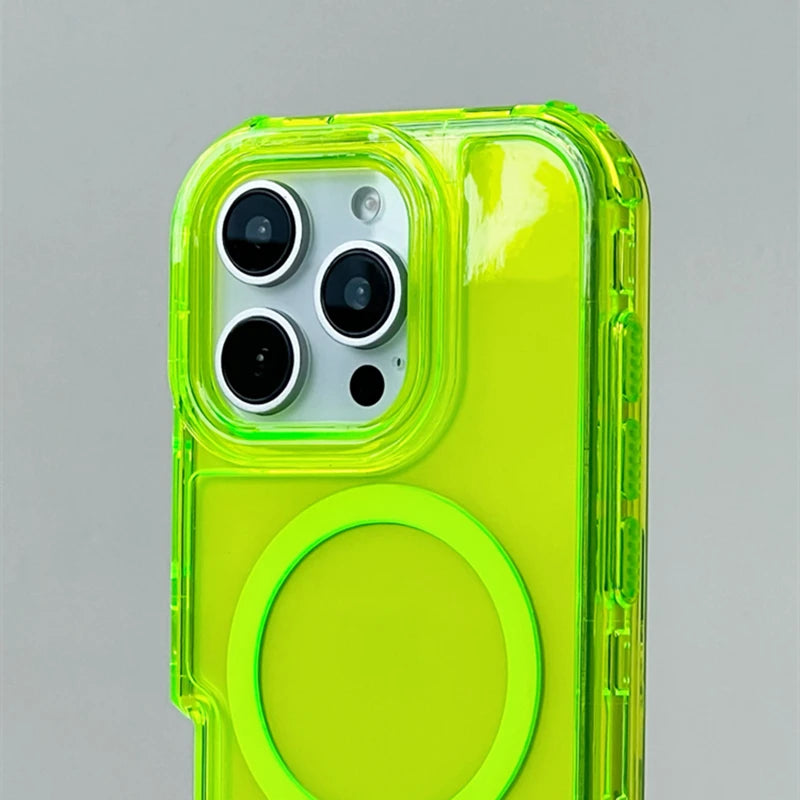 Coque iPhone MagSafe Transparente — Contour Néon Antichoc