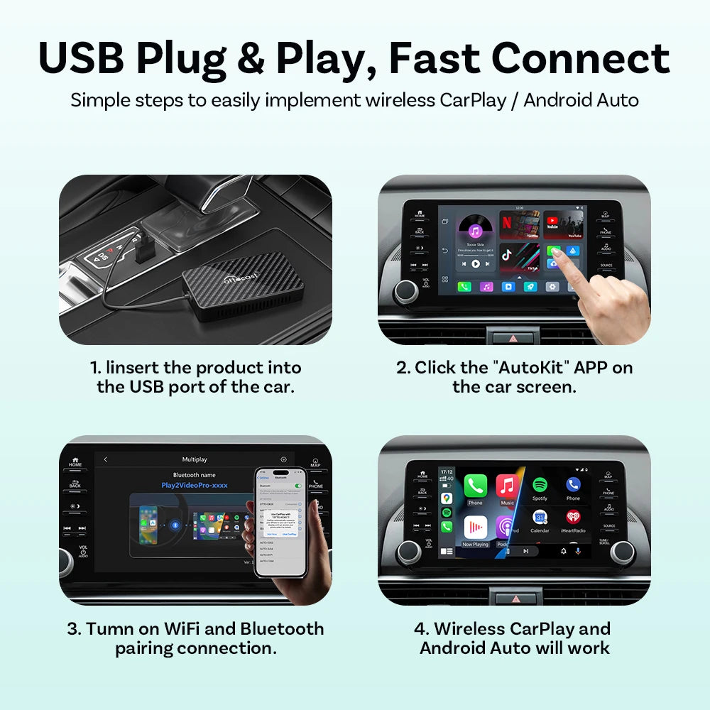 Boîtier OTTOCAST Play2 Video Pro - CarPlay, Android Auto et Applications Vidéo