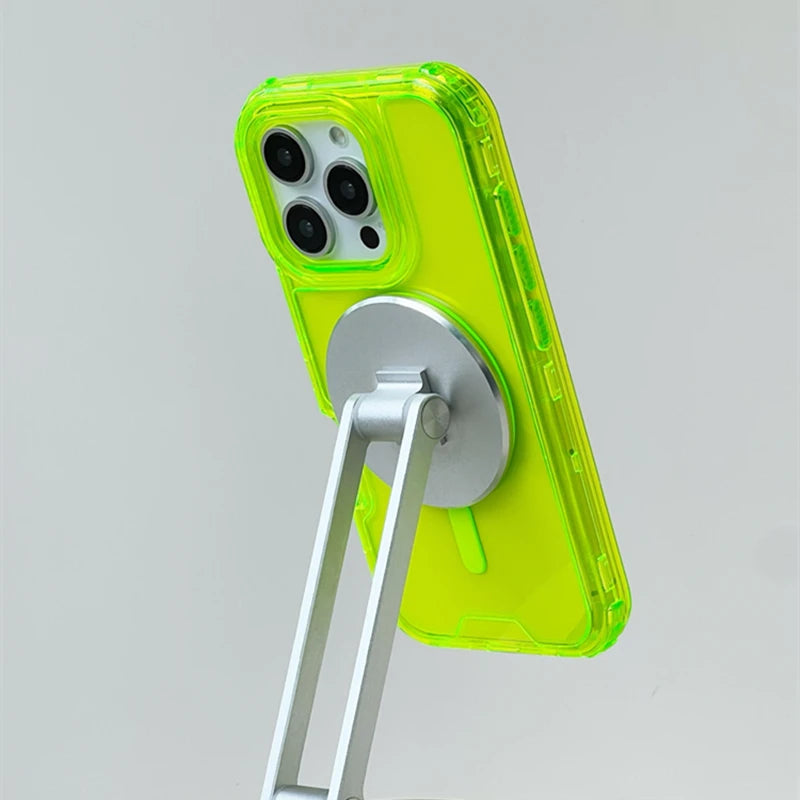 Coque iPhone MagSafe Transparente — Contour Néon Antichoc