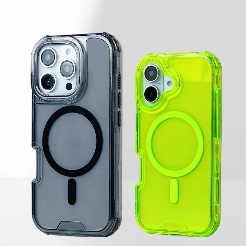 Coque iPhone MagSafe Transparente — Contour Néon Antichoc
