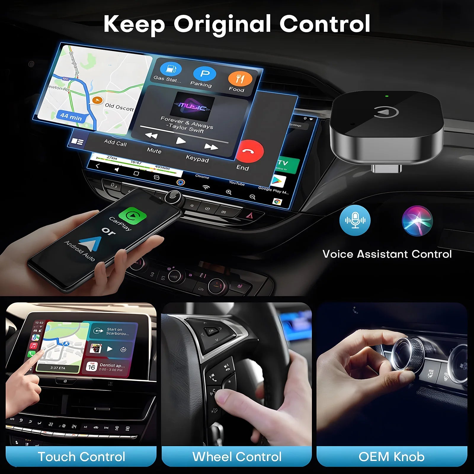 Adaptateur CarPlay et Android Auto Sans Fil - Plug and Play